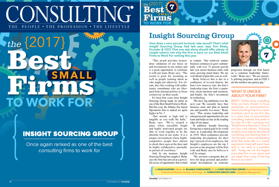 Insight Sourcing Group Named a Top 2017 Firm by Consulting Magazine